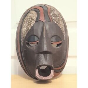 Hand-Carved African Mask – Elongated Mouth Ancestral Spirit Style (Wood) Ghana